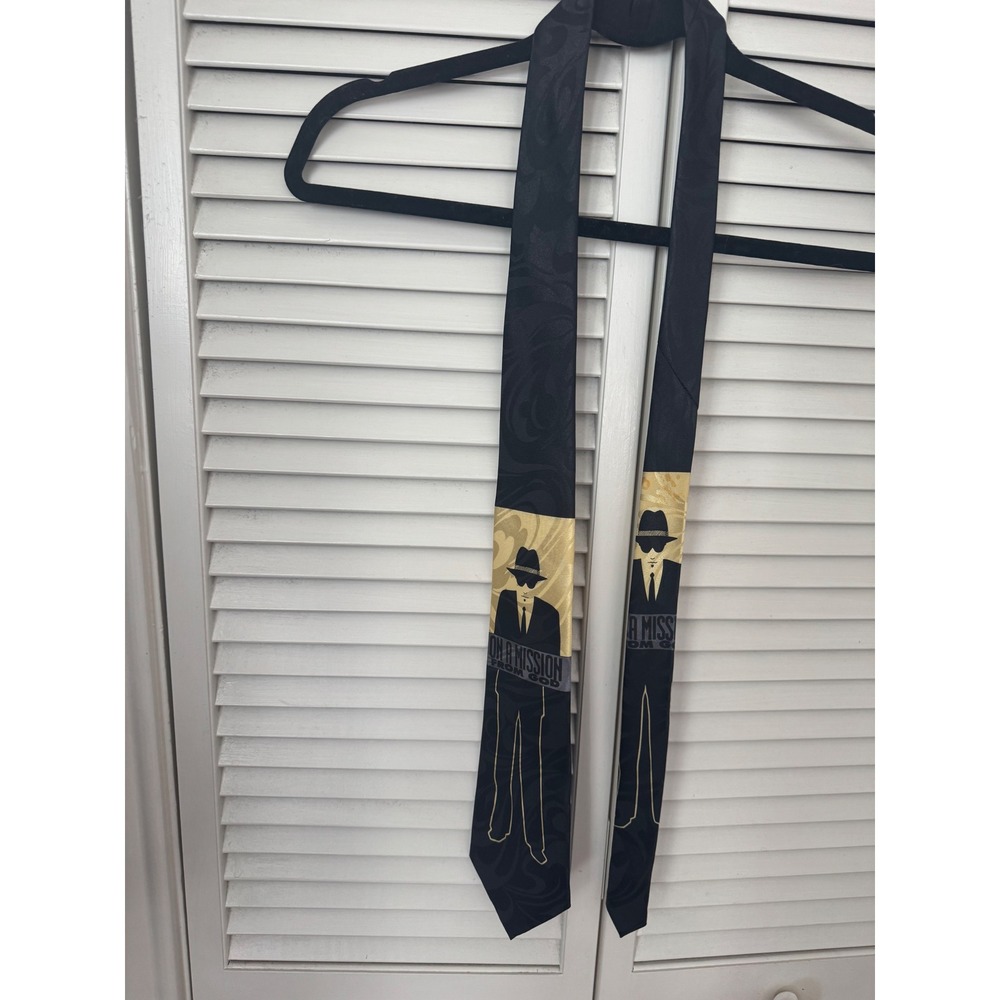 Steven Harris Blues Brothers Tie Black Gold On A Mission From God Handmade Mens